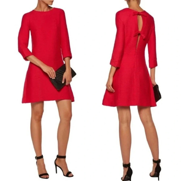 NWT Maje Rinis Red Textured Tie Back Dress - Picture 1 of 9